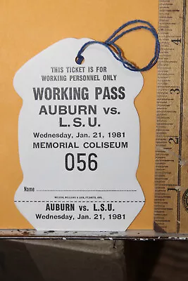 1981 Auburn University Vs LSU Basketball Ticket Press Pass Media • $10