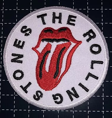 THE ROLLING STONES Logo Round Embroidered Iron-On Patch (White) • $8.99