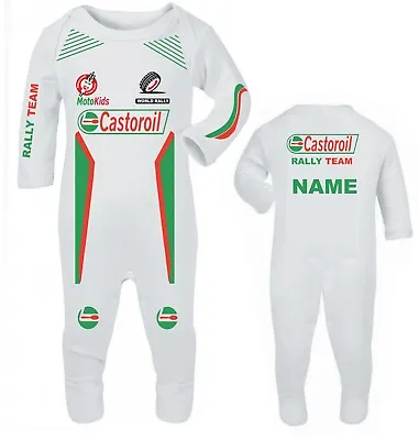 Car Racing Castoroil Car Rally Team Baby Grow Babygrow Romper Suit Customise • £29.99