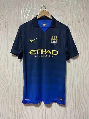 MANCHESTER CITY 2014 2015 AWAY FOOTBALL SHIRT SOCCER JERSEY NIKE 611051-476 Sz M • $89.99