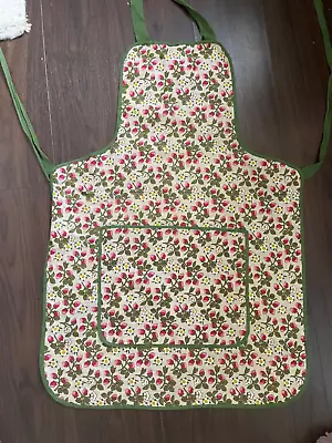 Cooks Apron Cotton Strawberries And Flowers Full Apron Front Pocket • £0.99