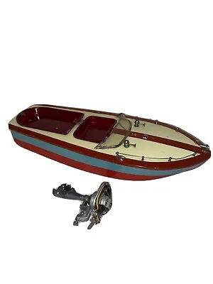 1950s Sakai Boat 15” With Outboard Motor Vintage Japan Tin Toy Rare • $275