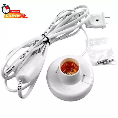1 Pcs White Hanging Light Cord E27 Light Bulb Socket To 2 Prong With On Off • $20.60
