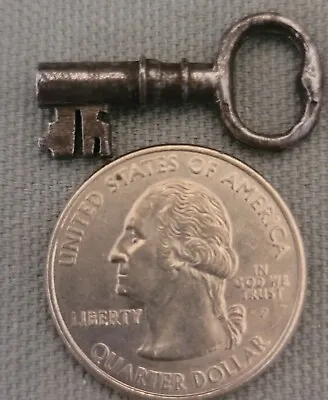 Antique Miniature Lock Barrel Key Padlock Iron Chest Tiny Ornate Bit 1-1/6  • $22