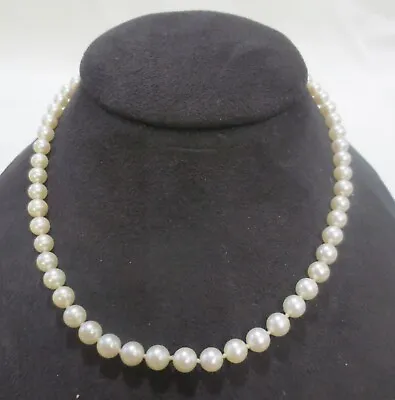 Vtg Mikimoto Akoya Pearl Single Strand Necklace With Signed Silver Clasp 17  • $700