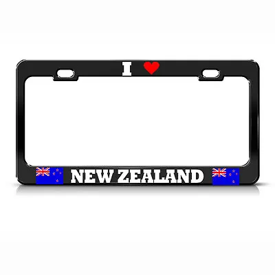I LOVE HEART NEW ZEALAND FLAG License Plate Frame BLACK COUNTY PRIDE Tag Border • $17.99
