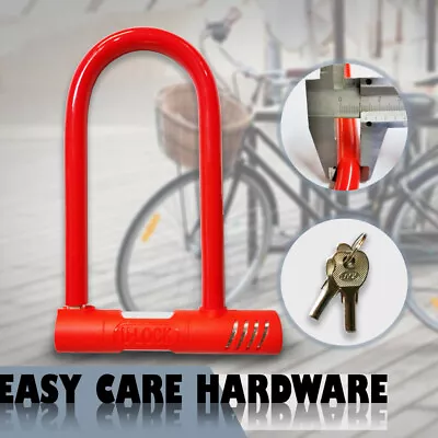 Bicycle Bike U Lock Cycling Motorcycle Keyed D Locks 3  X 8  Key Red • $16.99