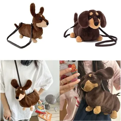 Cute Puppy Bags Fluffy Dog Plush Shoulder Bags Dachshund Puppy Gifts For Girls • £9.60