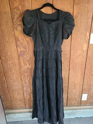 VTG 1930s Black Ruffle Dress Ruffle Skirt  Retro Wear  Mourning Gown Gothic  • $112.50