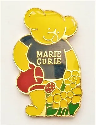 A598:) Marie Curie Gardening Daffodils Flowers Teddy Bear Charity Badge Brooch • £4.50