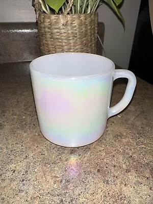 Vintage Federal Glass Iridescent White Sheen Coffee Cup Mug Opalescent • $10.50