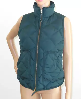 J. CREW Excursion Quilted Down Zip Up Deep Teal Puffer Vest Womens Size XS EUC • $27