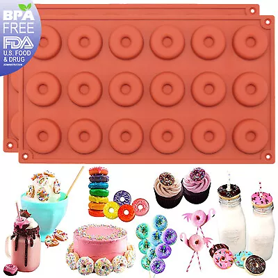 Mini Doughnut Baking Silicone Mould Fondant Cake Chocolate Muffin 18-Cavity • $10.99