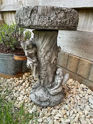 £59.99 • Buy Fairy Bird Bath Stone Statue | Outdoor Vintage Feeder Angel Garden Ornament