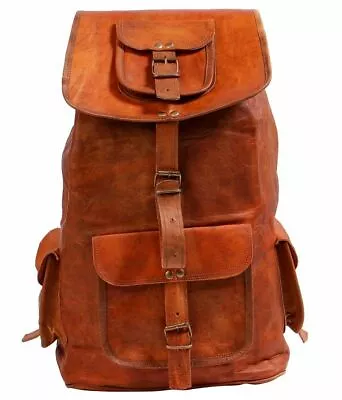 Real Leather Backpack Bag Men Laptop S Travel Vintage Large Hiking Satchel Brown • $88.81