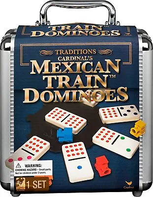 Mexican Train Dominoes Game Set Double 12 Color Domino Cardinal Aluminum Case • $34.94