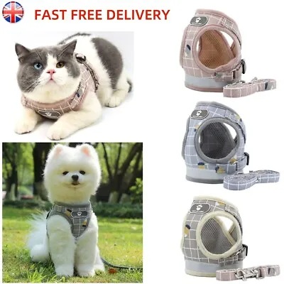 Small Pet Cat Dog Puppy Harness Lead Reflective Breathable Soft Mesh Vest Cute  • £8.89