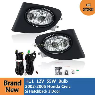 Fog Lights Bumper Lamps Light Kit - Clear For 02-05 Honda Civic Si 3Dr Only EP3 • $44.99