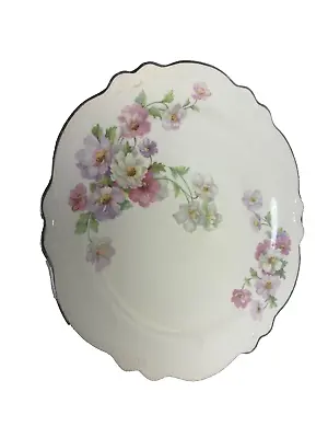 Vintage Homer Laughlin Fluffy Virginia Rose 9  Lunch Plate Pink White Floral EC • $8.99