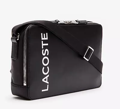 Lacoste  L.12.12 Branded Smooth Leather Rectangular Reporter Bag NH3329-279 Noir • £144.75