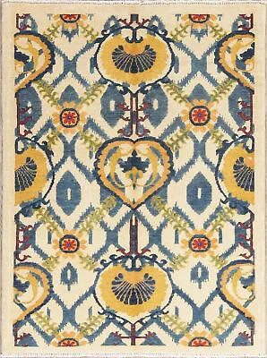 Art & Craft Mission Style Kazak Pakistan Oriental IVORY Wool Area Rug 4'x5' NEW • $262