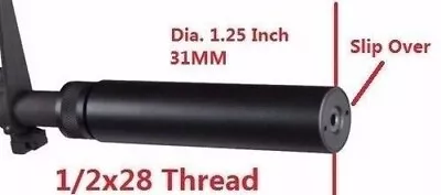 1/2”×28 TPI Thread 6 Inch Solid Tube Faux Can Slip Over Barrel Muzzle Brake For • $49
