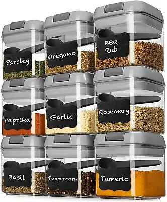 Shazo Airtight Leak Proof Mini Food Storage Container With Spoons Gray Set Of 9 • $22.99