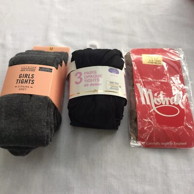 £4.99 • Buy Bnip 7 Pairs Of Girls Tights 4-5 / 6-8/ 7-8 Yrs  Grey , Tan & Black.