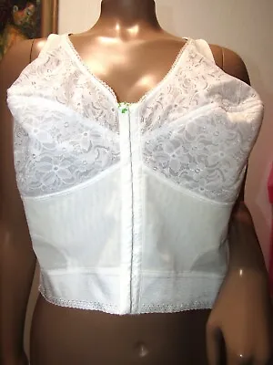 Vintage White Lace Bustier Corset Longline Bra 50C • $34.99