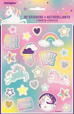 Unicorn Mystical Rainbow Party 92 Stickers Invitation Gift Letters Favours Kids  • $3.99
