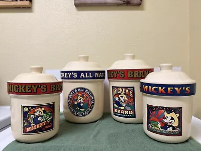 Disney  4 Colorful Canisters Ceramic Mickey Mouse Pfaltzgraff Treasure Craft • $30