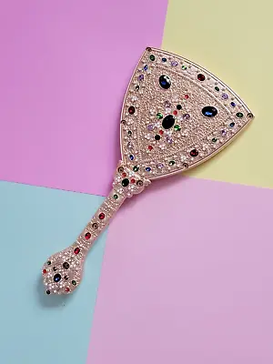 Vintage Style Jeweled Filigree Hand Mirror Vanity Britney Spears Joan Collins • $148