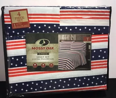 MOSSY OAK STARS & STRIPES SHEET SET Twin 4 PC Or Queen 6 PC SET NIP • $39.96