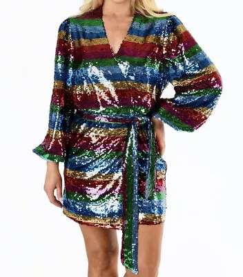 Buddy Love Dress ADELINE SEQUIN WRAP DRESS - PRISM. M.  NWT • $45