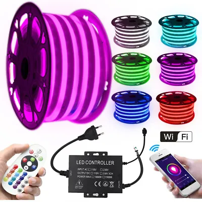 5050 RGB Neon LED Strip Light 220V  Waterproof Rope Tube Lights WIFI APP Control • £200.92