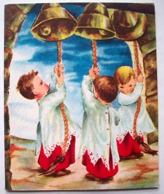 Altar Boys Ring Bells Vintage Christmas Greeting Card *II5 • $6.99