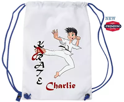 Personalised Boys Karate Kit Pe Pump Gym School Drawstring Bag - New • £8.99