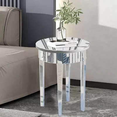 High-end Silver Mirrored Side End Table Retro For Entryway Living Room Bedroom • $99.90