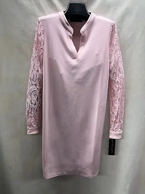 Evan Picone Dress/pink /retail$160/size 18/lined/length 39 /lace Sleeve • $19.99