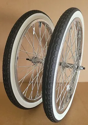 20 X 1.75 BMX Steel Wheels PAIR Freewheel 36 Spokes BLACK/WHITE WALL TIRES K.I.T • $118.99