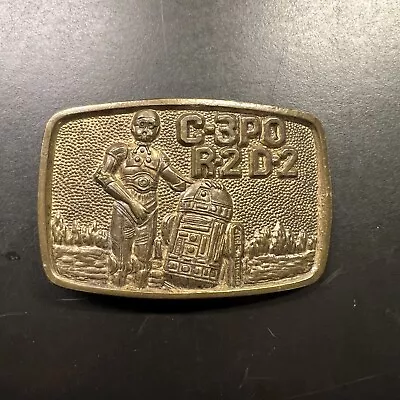 Vintage Star Wars C-P3O & R2-D2 Brass Belt Buckle From 1977 • $21