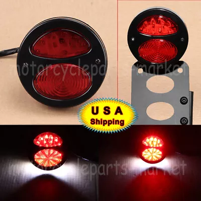 Black Motorcycle Brake Tail Light Lamp STOP For Harley Chopper Cafe Racer Bobber • $17.98