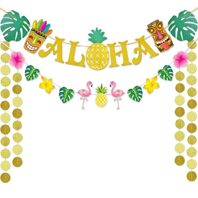 £11.35 • Buy Hawaiian Aloha Party Banner Decorations - Flamingo Pineapple Tiki Tropical Luau 