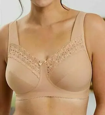 Miss Mary Of Sweden Beige Broderie Anglais Non Wired Full Coverage Bra 2371 • £32.99