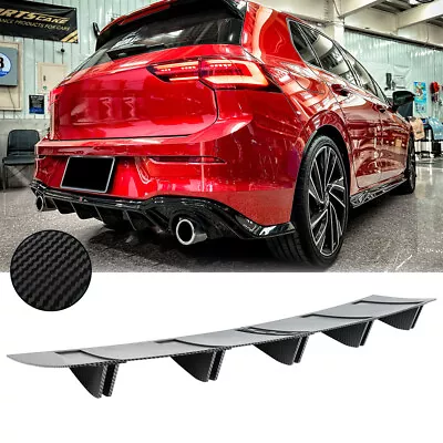 $49.11 • Buy For Volkswagen Golf GTI Carbon Rear Bumper Lip Diffuser Shark Fins Wing Spoiler