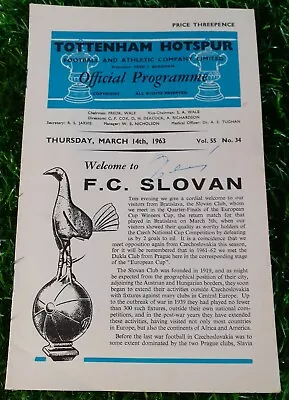 Tottenham Hotspur V FC Slovan ECWC Qtr Final Football Programme 14/03/63 • £1.99