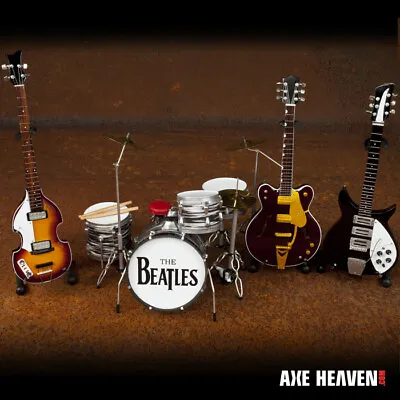 Beatles SET Of 4 Classic Mini Guitars With Ringo Starr Drum Kit 1:4 Scale Models • $129.99