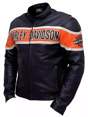 Harley Davidson Jacket Victoria Lane Moto Gear Black Cow Leather Jacket For Mens • $164.99