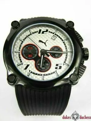 PUMA Chrono Watch Rotor White Unisex Black Silver Rubber PU101551001 New! • $90.64