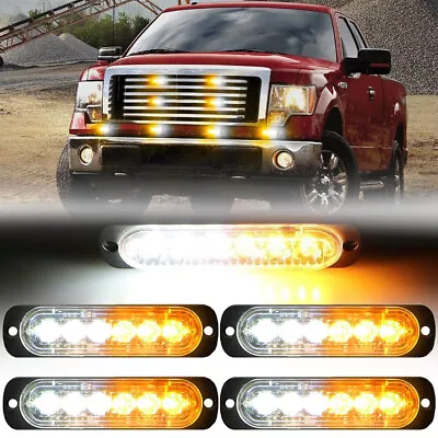 6LED Side Marker Headlight Strobe Lights Bar Emergency White / Amber 4 Pods Set • $20.94